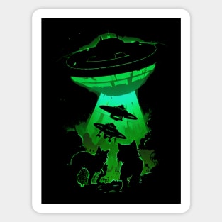 Cat Abductions! Alien UFO Invasion Mothership Sticker